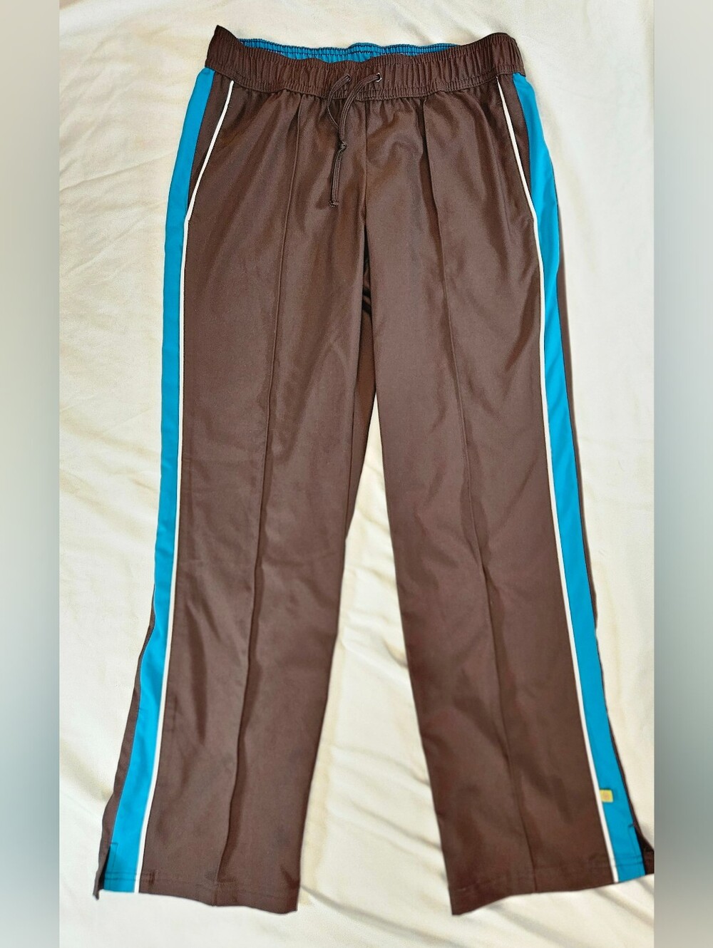 Made For Life Womens Brown & Blue Stripe Pull On Tracksuit Pants Sz Petite Small